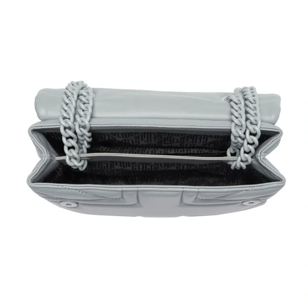 Kurt Geiger Leather Kensington UJ Drench Convertible Bag NWT Gray Chain Eagle - Picture 4 of 5